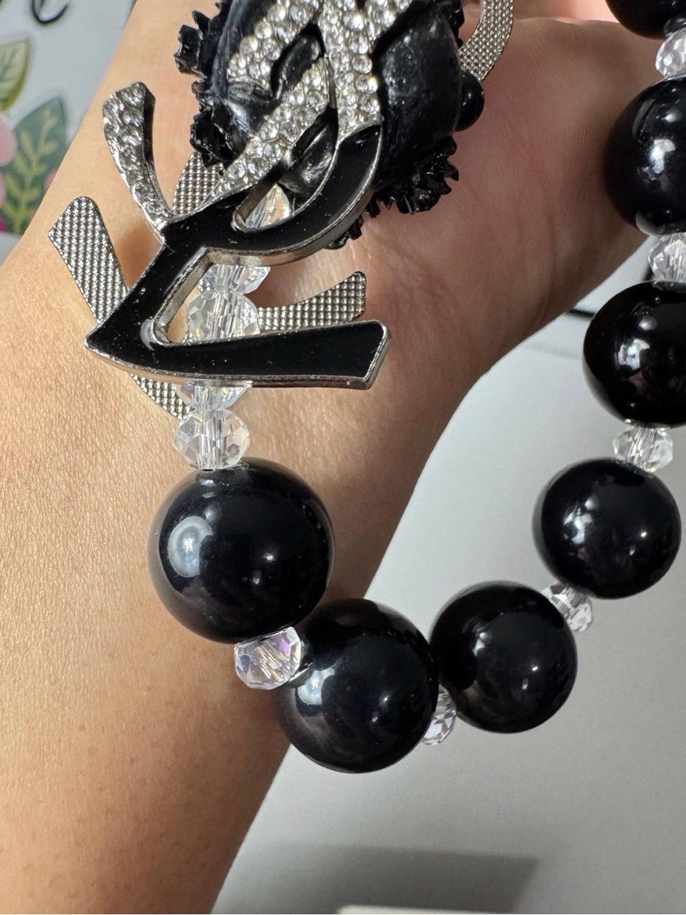 Fancy Black Phone/Key/Bag Chain #P865